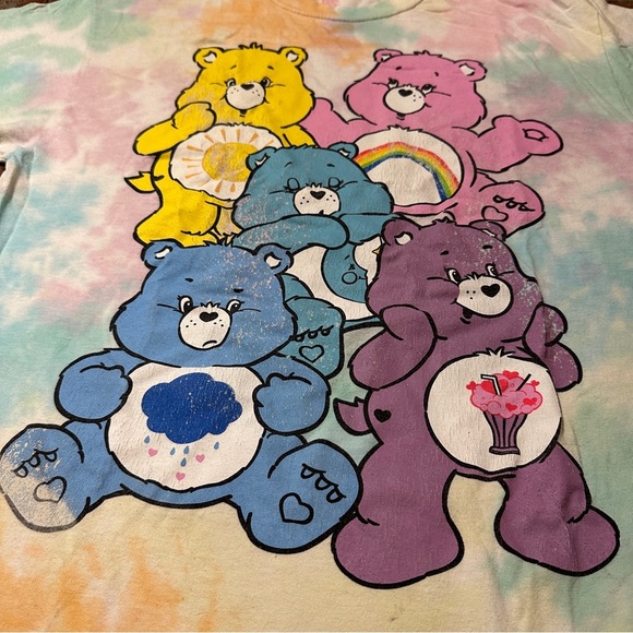 Care Bears Vintage Multicolor Tie Dye Cotton Size Large Graphic T-Shirt - Picture 4 of 16